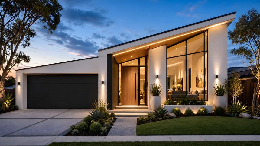 Raked Glass Pavilion facade, 14 m frontage